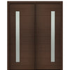 72" X 96" Tall Milan Thin Lite Modern Mahogany Entry Double Door with Sandblasted IG Low E Glass