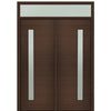 Prehung 72" X 96" Tall Milan Thin Lite Modern Mahogany Entry Double Door with Transom