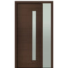 Prehung 36" X 96" Tall Milan Thin Lite (Right) Modern Mahogany Entry Door with One Sidelite