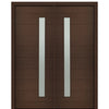 72" X 96" Tall Milan Thin Lite (Right) Modern Mahogany Entry Double Door with Sandblasted IG Low E Glass