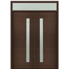 Prehung 72" X 96" Tall Milan Thin Lite (Right) Modern Mahogany Entry Double Door with Transom
