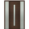 Prehung 36" X 96" Tall Milan Thin Lite Modern Mahogany Entry Door with Two Sidelite