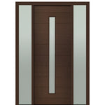 Prehung 36" X 96" Tall Milan Thin Lite Modern Mahogany Entry Door with Two Sidelite