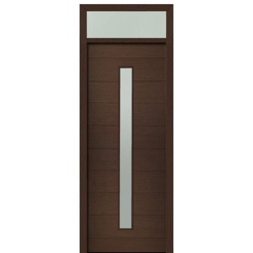 Prehung 36" X 96" Tall Milan Thin Lite Modern Mahogany Entry Door with 12" Transom