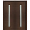 72" X 96" Tall Milan Thin Lite Modern Mahogany Entry Double Door with Sandblasted IG Low E Glass