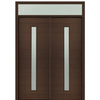 Prehung 72" X 96" Tall Milan Thin Lite Modern Mahogany Entry Double Door with Transom