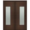 72" X 96" Tall Milan Wide Lite Modern Mahogany Entry Double Door with Sandblasted IG Low E Glass