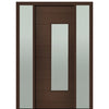 Prehung 36" X 96" Tall Milan Wide Lite (Right)  Modern Mahogany Entry Door with Two Sidelite