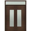 Prehung 72" X 96" Tall Milan Wide Lite (Right)  Modern Mahogany Entry Double Door with Transom