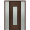 Prehung 36" X 96" Tall Milan Wide Lite Modern Mahogany Entry Door with Two Sidelite