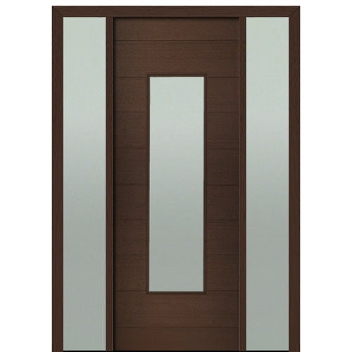 Prehung 36" X 96" Tall Milan Wide Lite Modern Mahogany Entry Door with Two Sidelite