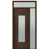 Prehung 36" X 96" Tall Milan Wide Lite Modern Mahogany Entry Door with One Sidelite and Transom
