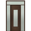 Prehung 36" X 96" Tall Milan Wide Lite Modern Mahogany Entry Door with Two Sidelite and Transom