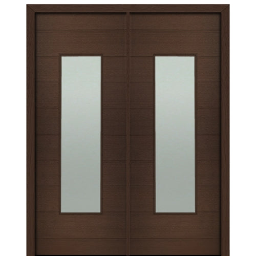 72" X 96" Tall Milan Wide Lite Modern Mahogany Entry Double Door with Sandblasted IG Low E Glass
