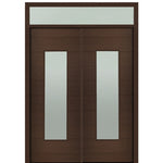 Prehung 72" X 96" Tall Milan Wide Lite Modern Mahogany Entry Double Door with Transom