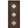 36" X 96" Tall Flores 3 Lite Diamond Lite Modern Mahogany Entry Door with Sandblasted IG Glass or Clear Glass