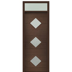Prehung 36" X 96" Tall Flores 3 Lite Diamond Lite Modern Mahogany Entry Door with 12" Transom