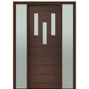 Prehung 36" X 96" Tall Luca 3 Lite Modern Mahogany Entry Door with Two Sidelite