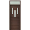 Prehung 36" X 96" Tall Luca 3 Lite Modern Mahogany Entry Door with 12" Transom