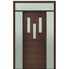 Prehung 36" X 96" Tall Luca 3 Lite Modern Mahogany Entry Door with Two Sidelite and Transom