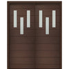 72" X 96" Tall Luca 3 Lite Modern Mahogany Entry Double Door