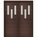 72" X 96" Tall Luca 3 Lite Modern Mahogany Entry Double Door
