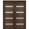 72" X 96" Tall Luca 4 Lite Horizontal Lite Modern Mahogany Entry Double Door