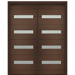 72" X 96" Tall Luca 4 Lite Horizontal Lite Modern Mahogany Entry Double Door