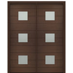 72" X 96" Tall Luca 3 Lite Square Lite Modern Mahogany Entry Double Door