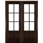 Quick Ship 72"x96" 6-Lite Mahogany Pre-Hung and Pre-finished Double Doors