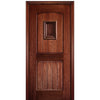 80" Tall 2 Panel V Grooved Arched Panel Solid Mahogany Entry Door with Operable Wood Speakeasy