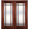 80" Tall 9-Lite Marginal (TDL) Mahogany Wood Entry Double Doors
