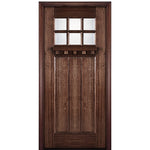 80" Tall  6-Lite 3-Panel Craftsman Style True Divided Lite (TDL) Mahogany Wood Entry Door
