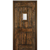 80" Tall 2 Panel V Grooved Arched Panel Solid Knotty Alder Entry Door with Speakeasy