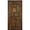 80" Tall 2 Panel V Grooved Arched Panel Solid Knotty Alder Entry Door with Operable Wood Speakeasy