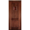 96" Tall 2 Panel V Grooved Arched Panel Solid Mahogany Entry Door with Operable Wood Speakeasy
