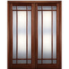 96" Tall 9-Lite Marginal (TDL) Mahogany Wood Entry Double Doors

