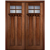 96" Tall  4-Lite Craftsman Style True Divided Lite (TDL) Mahogany Wood Entry Double Door
