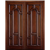 96" Tall Carved Panel Solid Mahogany Wood Entry Double Door with Raised Moulding
