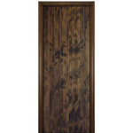 96" Tall V-Grooved Plank Solid Knotty Alder Entry Door