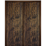 96" Tall V-Grooved Plank Solid Knotty Alder Entry Double Door