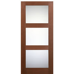  36" x 80" Contemporary 3-Lite Fiberglass Entry Door
