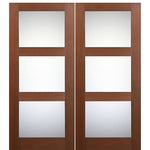  72" x 80" Contemporary 3-Lite Fiberglass Entry Double Door