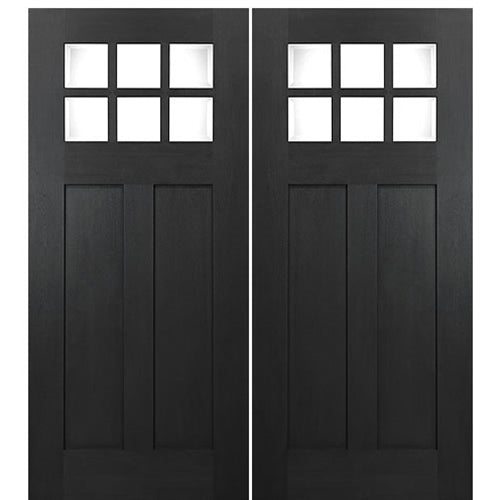 72" x 80" 6-Lite 2 Panel Craftsman True Divided Lite (TDL) Fiberglass Entry Double Door