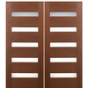  72" x 80" Contemporary 5-Lite Horizontal Fiberglass Entry Double Door