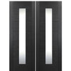  72" x 96" Contemporary 1-Lite Vertical Glass Fiberglass Entry Double Door
