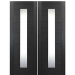  72" x 96" Contemporary 1-Lite Vertical Glass Fiberglass Entry Double Door