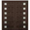 72" X 80" Tall Carlo 6-Lite (Left) Modern Mahogany Entry Double Door with Clear Glass