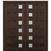 72" X 80" Tall Carlo 6-Lite (Right) Modern Mahogany Entry Double Door with Clear Glass