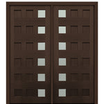 72" X 80" Tall Carlo 6-Lite (Right) Modern Mahogany Entry Double Door with Clear Glass
